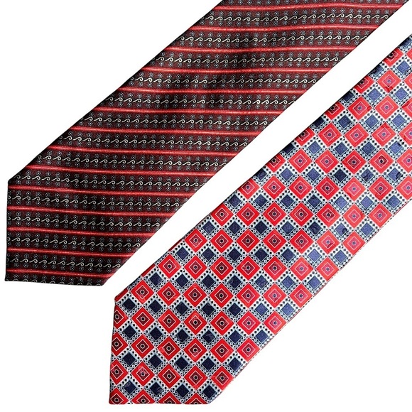 ERMENEGILDO ZEGNA Printed Silk Ties Made In Italy *Set of 2* - Picture 2 of 10
